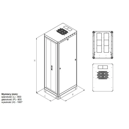 Szafa Rack 19 42u 800x800 2x Drzwi Perforowane